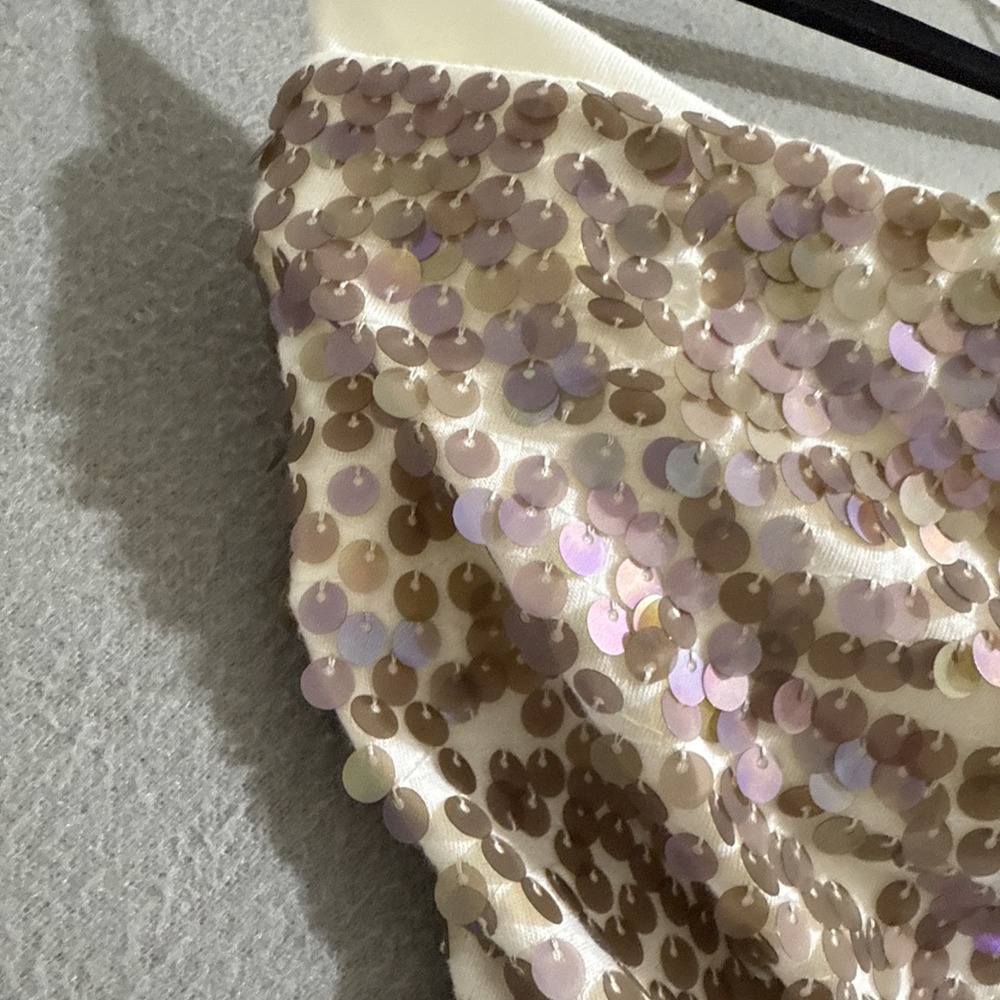 Vtg Y2K Shirt Tube Top Stretch Iridescent Sequins Strapless Fairy Mermaid Sz M